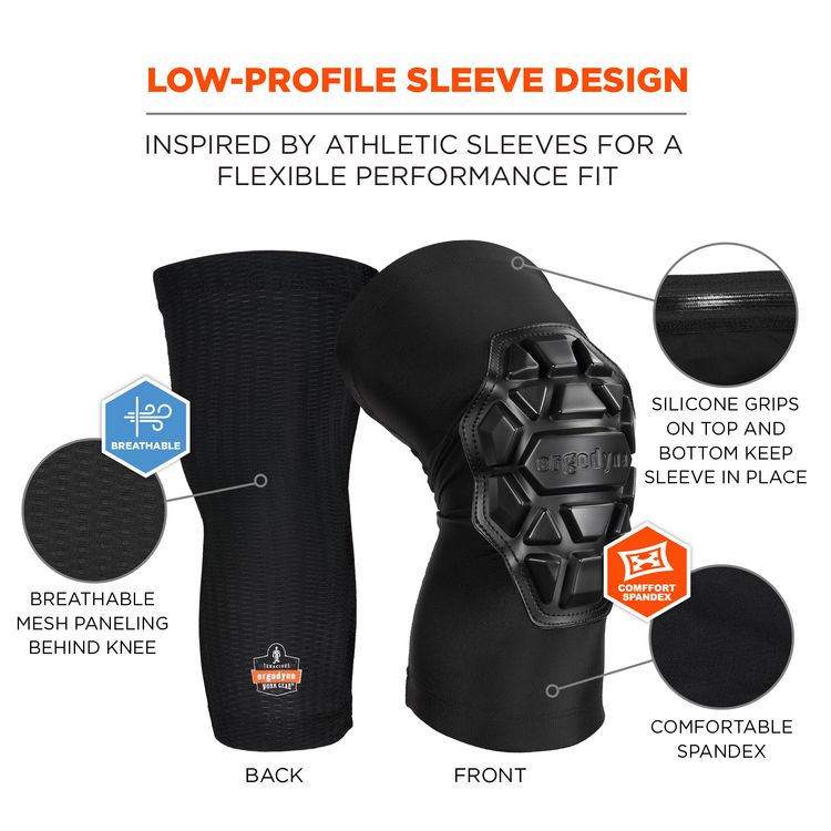 ProFlex 550 Padded Knee Sleeves with 3-Layer Foam Cap, Slip-On, Large/X-Large, Black, Pair