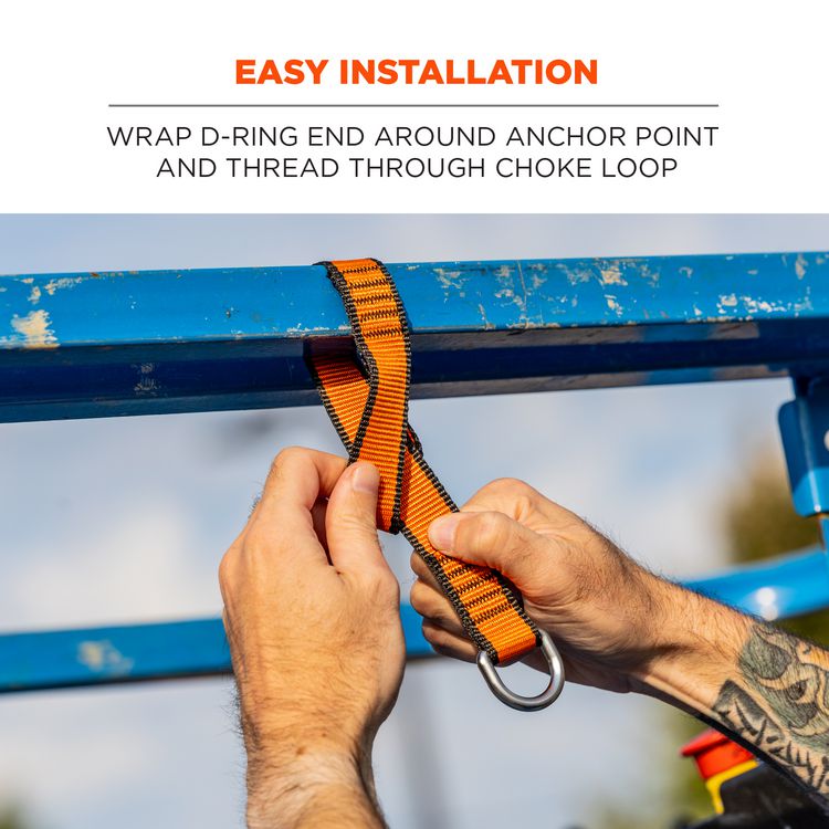 Squids 3174 Anchor Choke Strap for Tool Tethering, 25 lb Max Safe Working Capacity, 15" Long, Orange