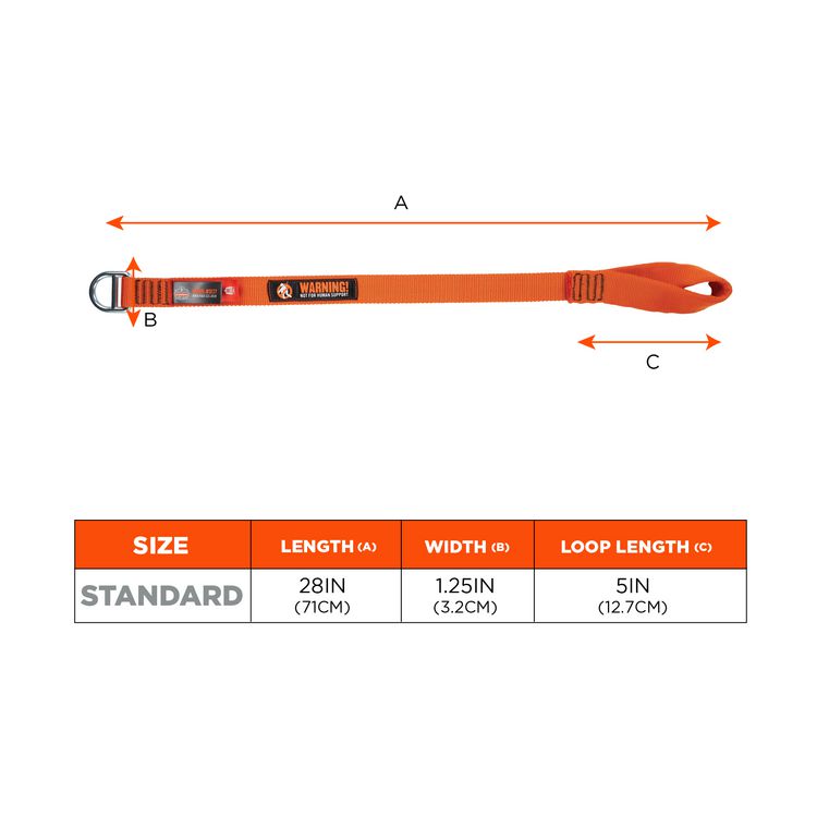 Squids 3177 Anchor Choke Strap for Tool Tethering, 60 lb Max Safe Working Capacity, 28" Long, Orange