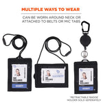 Squids 3389 Wallet ID/Badge Holder,Horizontal/Vertical, Black, 3.75 x 5 for 2.75 x 3.5 Insert, 18" Cord