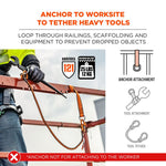 Squids 3174 Anchor Choke Strap for Tool Tethering, 25 lb Max Safe Working Capacity, 15" Long, Orange