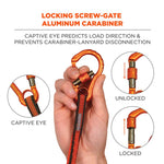 Squids 3104F(x) Tool Lanyard with Carabiner/Choke Loop, 10 lb Max Working Capacity, 38" to 48" Long, Gray/Orange