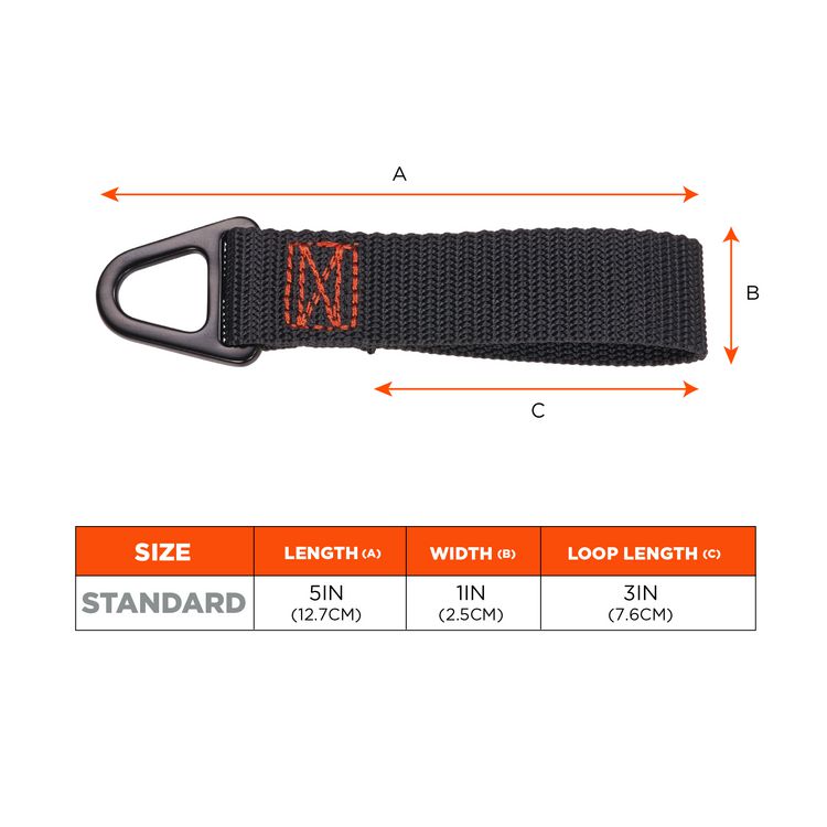 Squids 3171 Anchor Strap Belt Loop Attachment for Tool Tethering, 5 lb Max Working Capacity, 5" Long, Black, 2/Pack