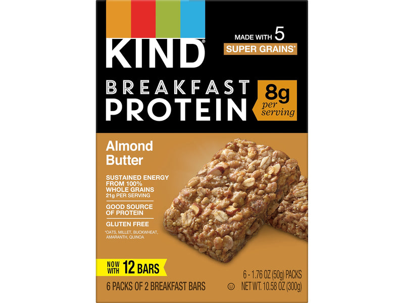 KIND Gluten-Free Almond Butter Protein Breakfast Bar, 10.58 oz., 6 Bars/Box (41935)