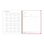 Roosevelt Pink Academic Weekly/Monthly Planner, Floral Artwork, 11" x 8.5", Pink/Gray Cover, 12-Month (July-June): 2025-2026