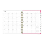 Roosevelt Pink Academic Weekly/Monthly Planner, Floral Artwork, 11" x 8.5", Pink/Gray Cover, 12-Month (July-June): 2025-2026