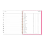 Roosevelt Pink Academic Weekly/Monthly Planner, Floral Artwork, 11" x 8.5", Pink/Gray Cover, 12-Month (July-June): 2025-2026