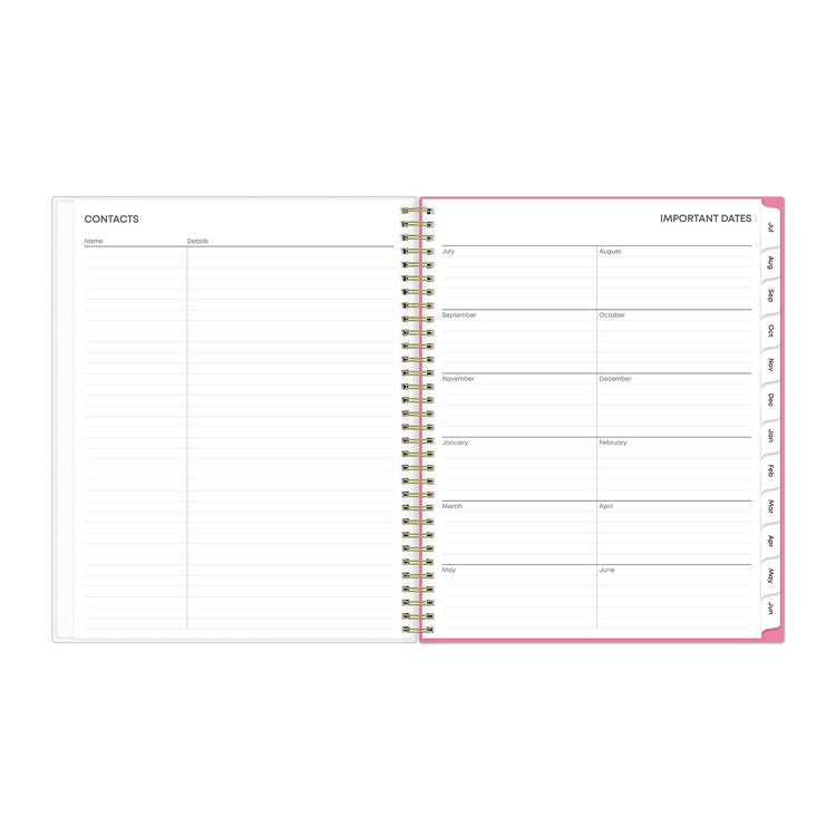 Roosevelt Pink Academic Weekly/Monthly Planner, Floral Artwork, 11" x 8.5", Pink/Gray Cover, 12-Month (July-June): 2025-2026