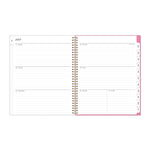 Roosevelt Pink Academic Weekly/Monthly Planner, Floral Artwork, 11" x 8.5", Pink/Gray Cover, 12-Month (July-June): 2025-2026