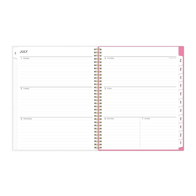 Roosevelt Pink Academic Weekly/Monthly Planner, Floral Artwork, 11" x 8.5", Pink/Gray Cover, 12-Month (July-June): 2025-2026
