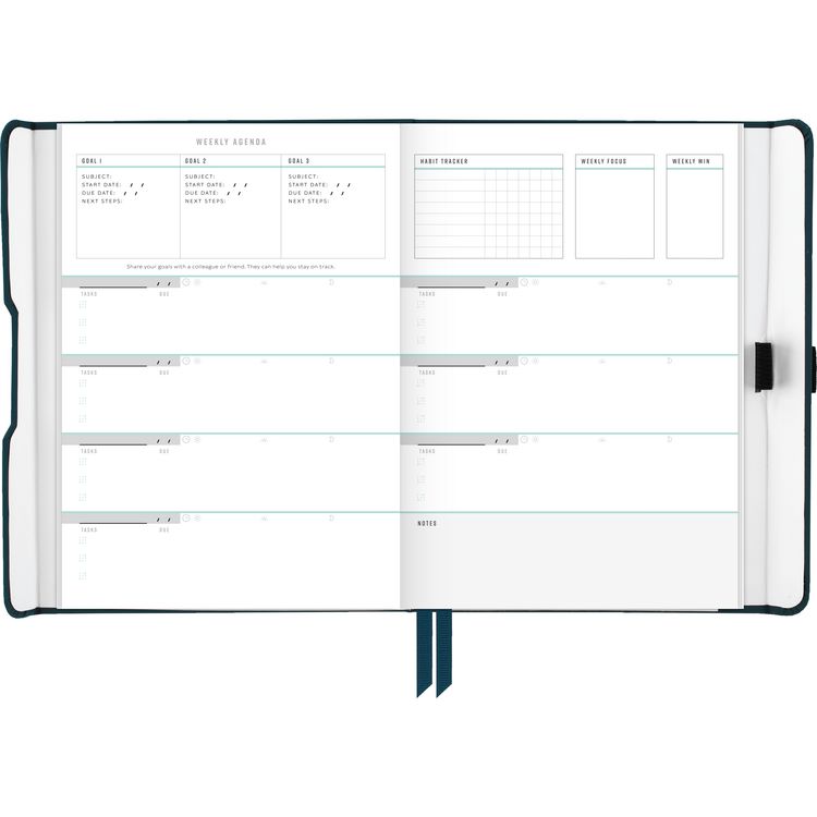 Foundation Undated Weekly/Monthly Planner, 8.5" x 6.75", Blue Cover, 12-Month: Undated