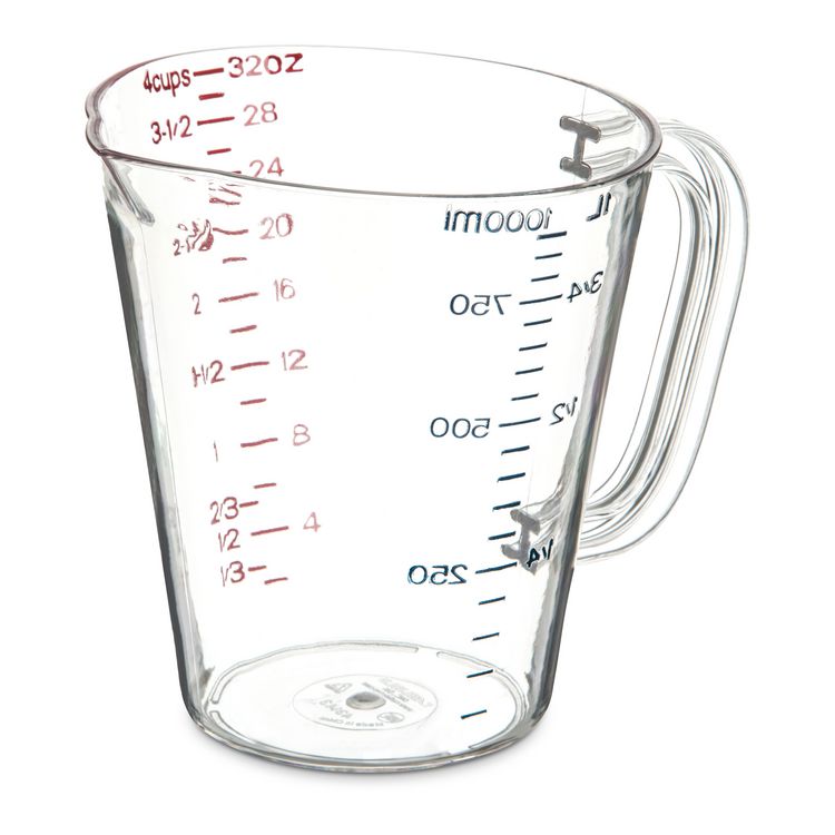 Commercial Measuring Cup, 1 qt, Plastic, Clear