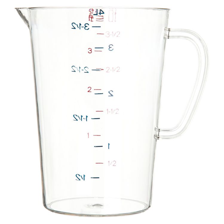 Commercial Measuring Cup, 1 gal, Plastic, Clear