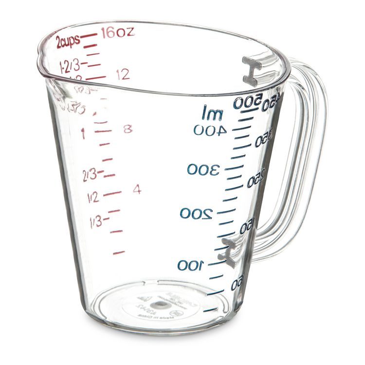 Commercial Measuring Cup, 1 pt, Plastic, Clear