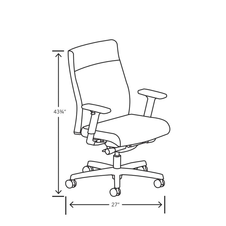 Ignition 2.0 Vinyl Upholstered Mid-Back Task Chair, Adjustable T-Arms, 17" to 21.5" Seat Height, Flint Seat/Back, Black Base