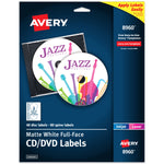 Avery Inkjet Full Face CD Labels, Matte White, 2 Labels/Sheet, 20 Sheets/Pack, 40 Labels/Pack (8960)