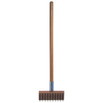Sparta Broiler Master Grill Brush and Scraper with Handle, Metal Bristles, 30", Natural Wood Handle