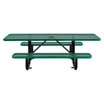ADA Compliant Expanded Steel Picnic Table, Rectangular, 96 x 60 x 21.5, Green Top and Base
