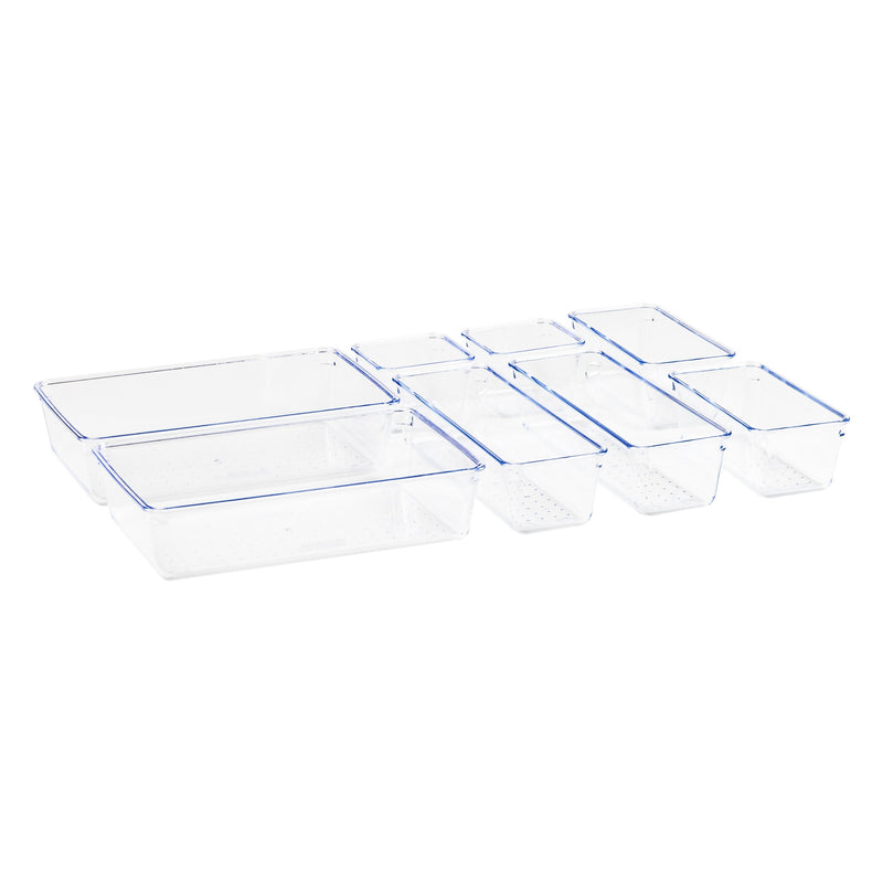 Mind Reader Stackable Plastic Desk Tray Set, Clear, 8 Pieces (DRORG8-CLR)