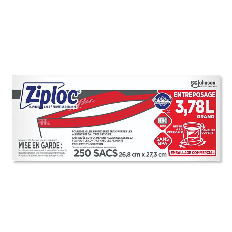Ziploc Double Zipper Storage Bags, Gallon, 250 Bags/Carton (682257)
