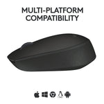Logitech M170 Wireless Ambidextrous Optical Mouse, Black (910-004940)