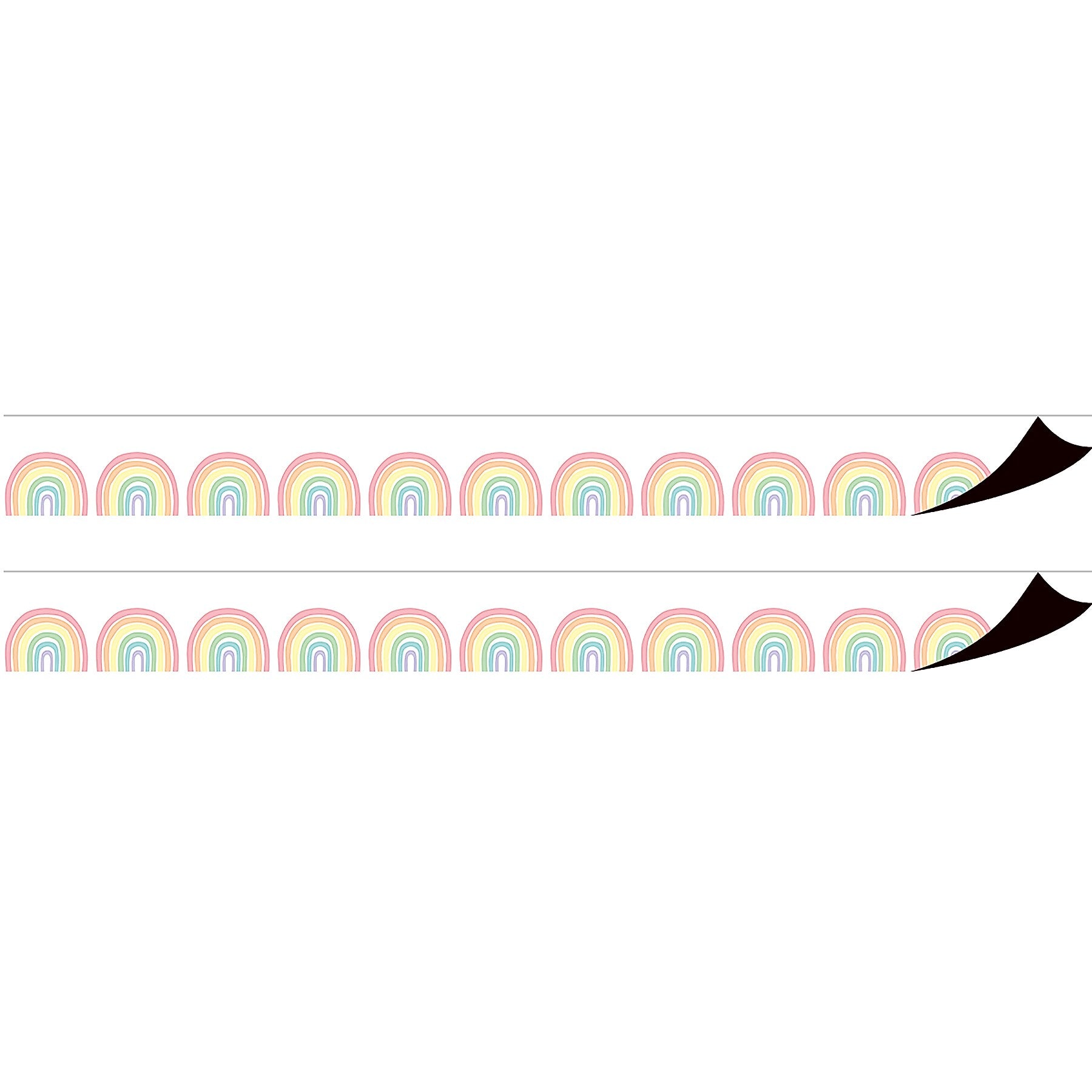 Teacher Created Resources Pastel Pop Rainbows Magnetic Border, 1.5" x 2', 12/Pack, 2/Bundle (TCR77574-2)