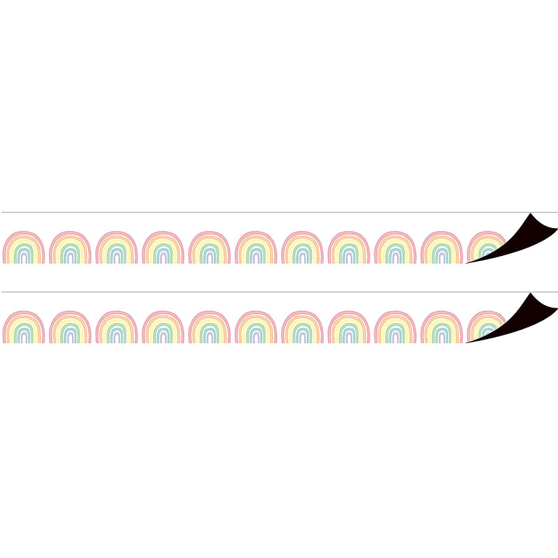 Teacher Created Resources Pastel Pop Rainbows Magnetic Border, 1.5" x 2', 12/Pack, 2/Bundle (TCR77574-2)