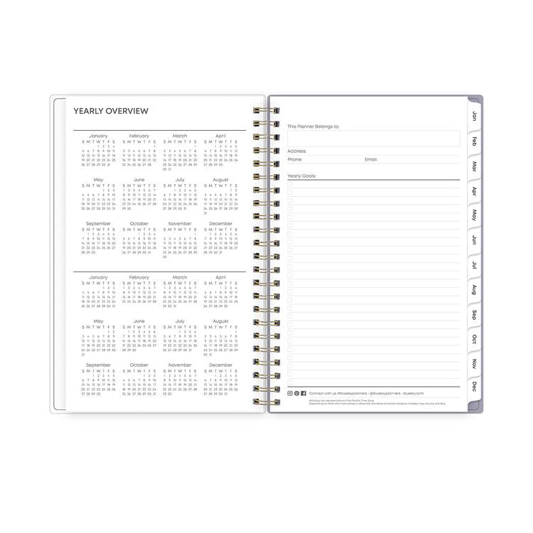 Tula Weekly/Monthly Planner, Floral Artwork, 8" x 5", Purple/Pink/White Cover, 12-Month (Jan to Dec): 2025