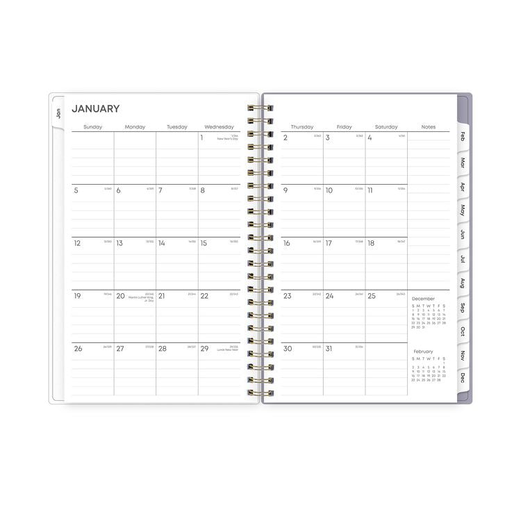 Tula Weekly/Monthly Planner, Floral Artwork, 8" x 5", Purple/Pink/White Cover, 12-Month (Jan to Dec): 2025