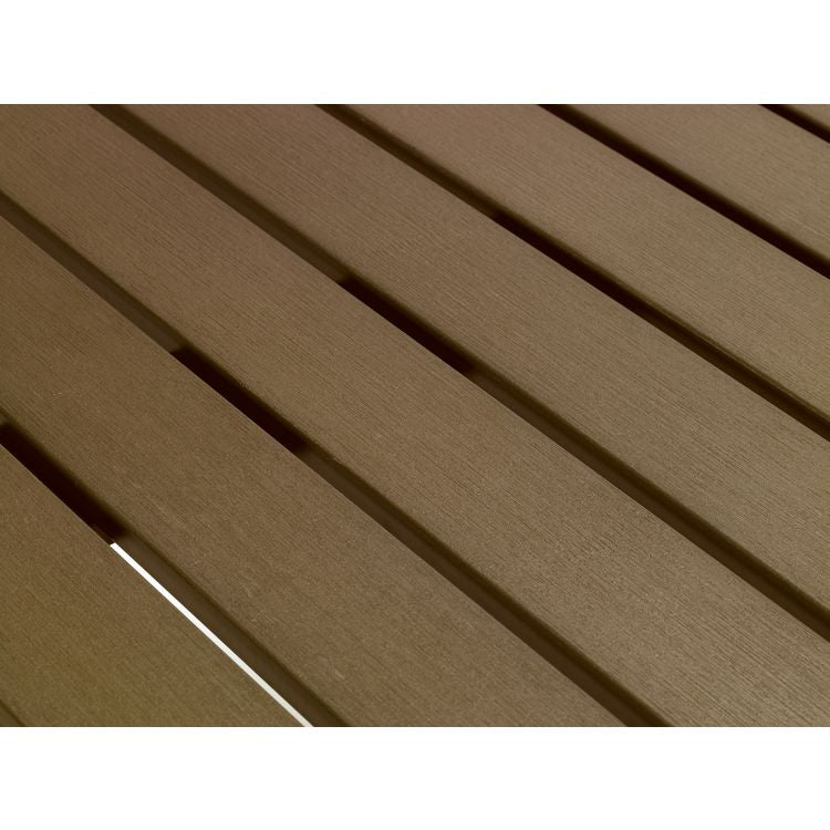 Eveleen Outdoor Patio Table with Two Mocha Powder-Coated Polymer Chairs, 30" Dia x 29h, Gray