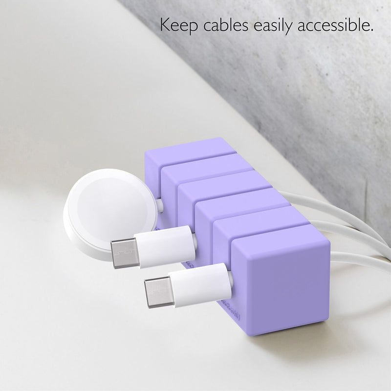 Function101 Cable Blocks, Magnetic Cable Organizers, Purple, 3/Pack (F101-CBXP3)