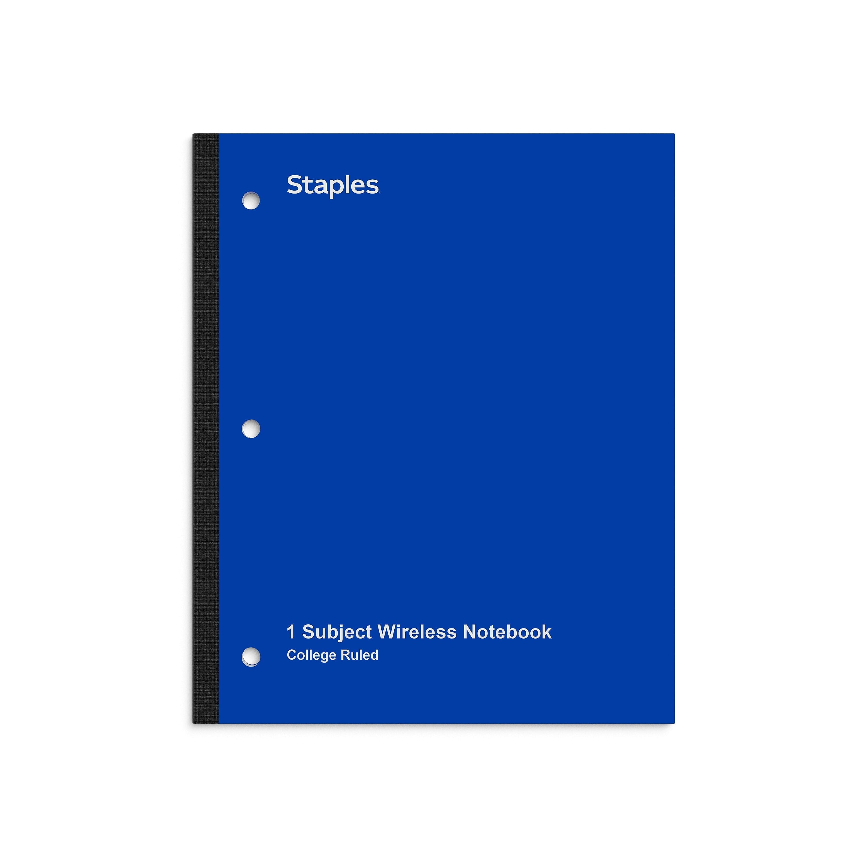 Staples Wireless 1-Subject Notebook, 8.5" x 11", College Ruled, 80 Sheets, Blue (ST58378C)