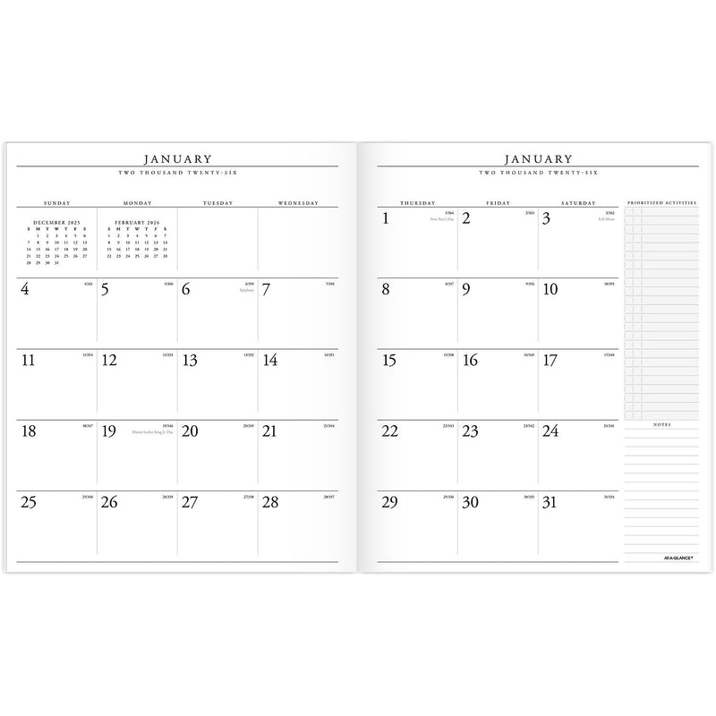 2026 AT-A-GLANCE Executive 11" x 9" Monthly Padfolio Refill, White/Black (70-909-10-26)