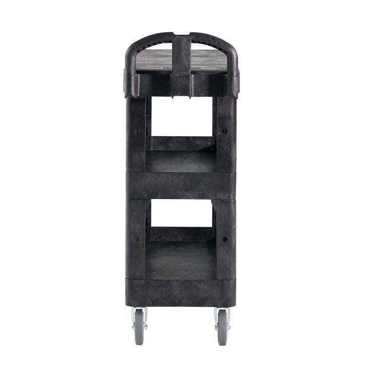 BRUTE 3-Shelf Heavy-Duty Ergo Flat Utility Cart, Resin, 3 Shelves, 600 lb Capacity, 25.24" x 48.63" x 46.18", Black