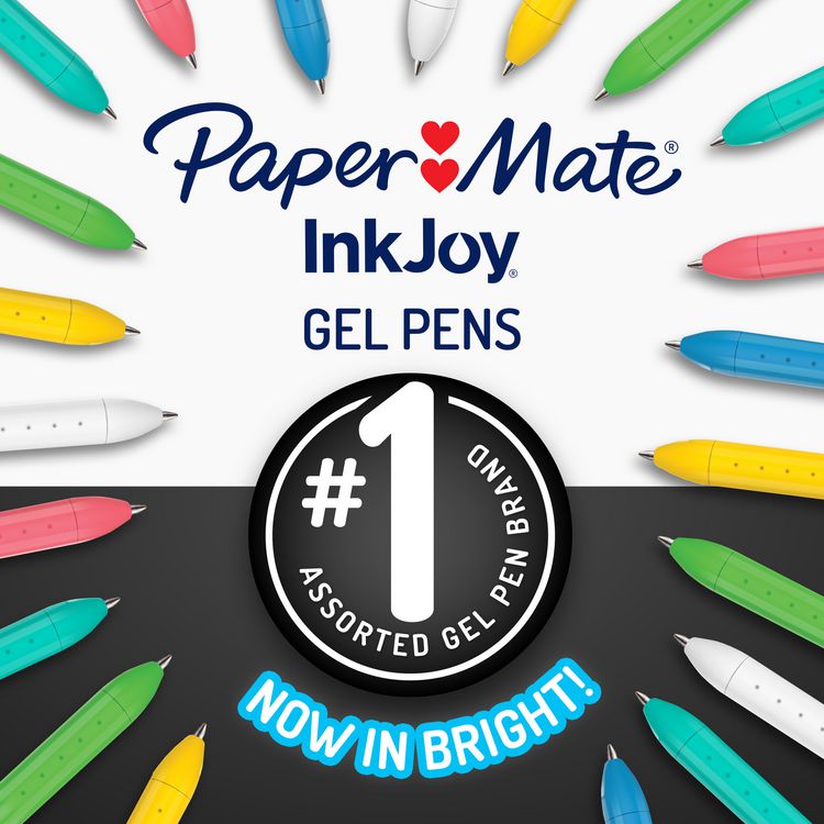 InkJoy Gel Bright Gel Pen, Retractable, Medium 0.7 mm, White Ink, White Barrel, 3/Pack