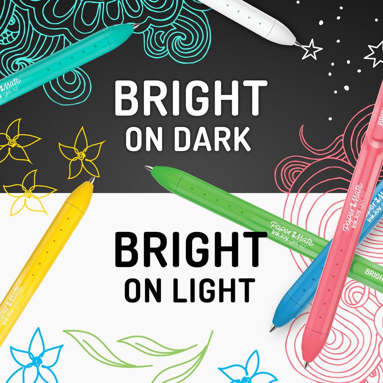 InkJoy Gel Bright Gel Pen, Retractable, Medium 0.7 mm, White Ink, White Barrel, 3/Pack