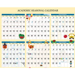 Recycled Academic Seasonal Laminated Wall Calendar, Illustrated Seasons, 24 x 37, 12-Month (July to June), 2025 to 2026