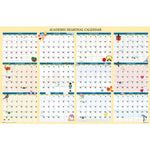 Recycled Academic Seasonal Laminated Wall Calendar, Illustrated Seasons, 24 x 37, 12-Month (July to June), 2025 to 2026