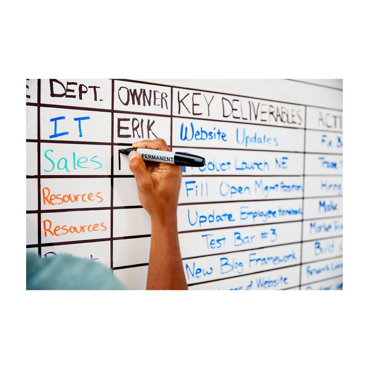 Easy Erase Permanent Marker Whiteboard Surface, Laminate Film, 48" x 36", White