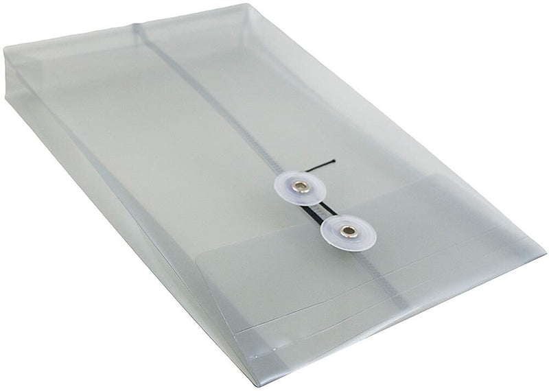 JAM Paper Premium Plastic Filing Envelope with Button & String Closure, Gray, 3/Pack (472B1SMX3)