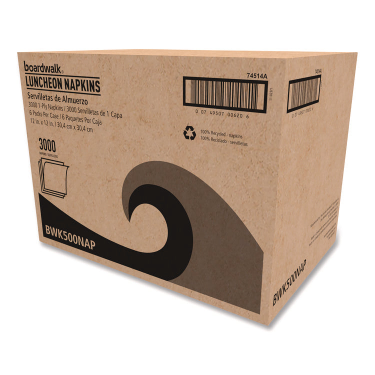 1/4-Fold Lunch Napkins, 1-Ply, 12" x 12", White, 500/Pack, 6 Packs/Carton