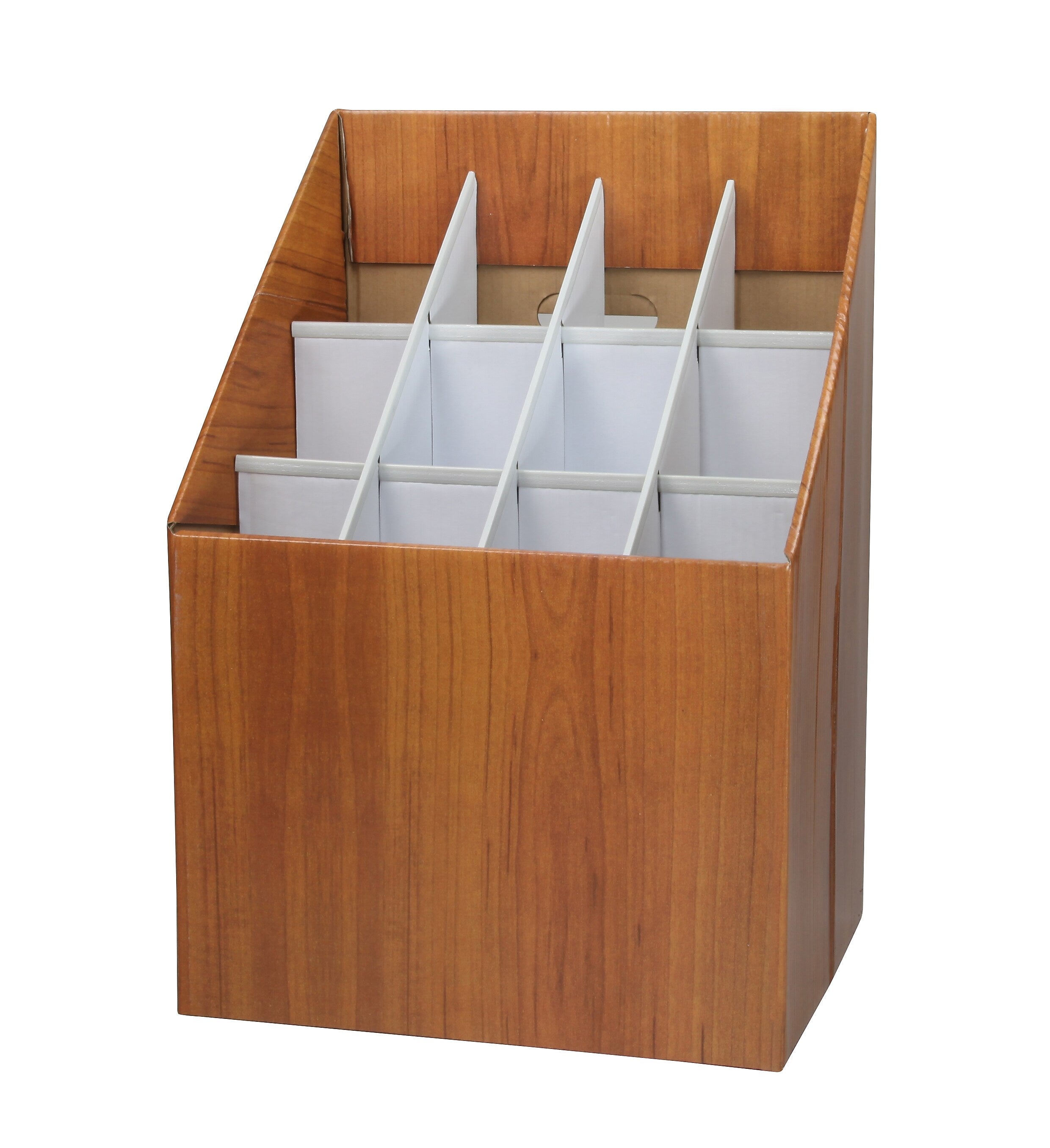 AdirOffice 12-Slot Roll File Box, 22" x 15" x 12", Walnut, 2/Pack (627-2PK)