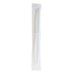 Heavyweight Wrapped Polystyrene Cutlery, Knife, Plastic, White, 1,000/Carton
