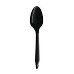 Mediumweight Polypropylene Cutlery, Individually Wrapped, Spoon, Plastic, Black, 1,000/Carton