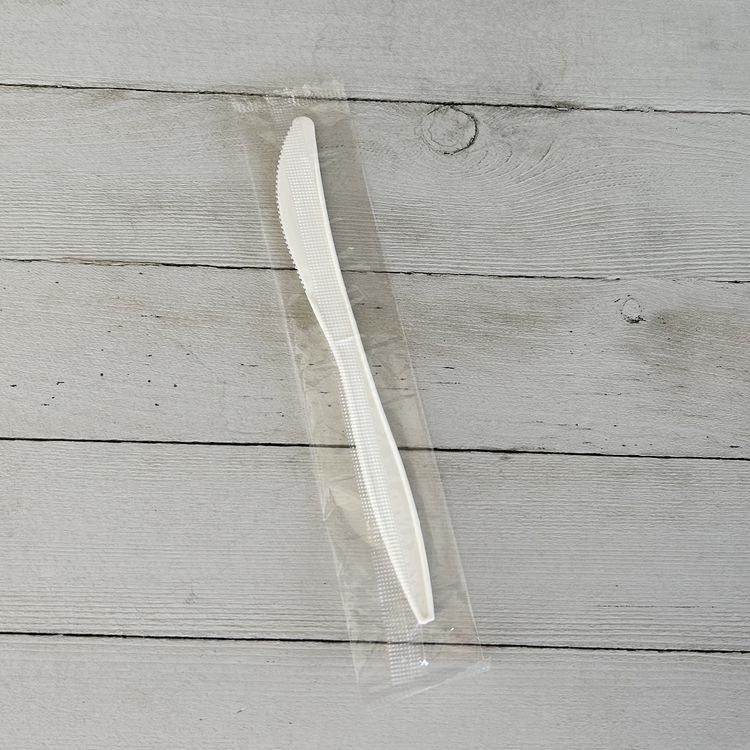 Mediumweight Wrapped Polypropylene Cutlery, Knife, 5.86", Plastic, White, 1,000/Carton