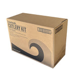 Four-Piece Cutlery Kit, Mediumweight, Fork/Knife/Napkin/Spoon, Plastic, 6.38", Black, 250/Carton