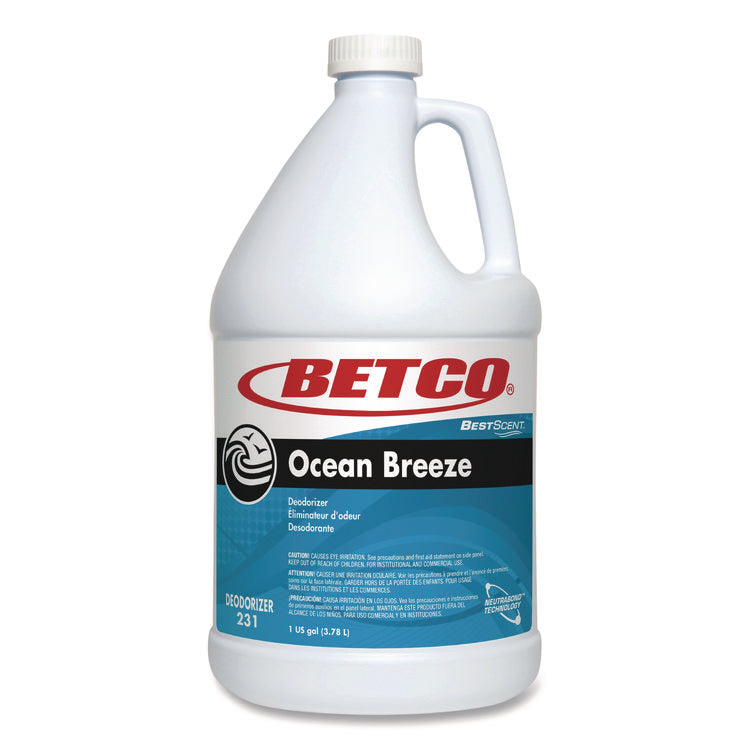 BestScent Ocean Breeze Deodorizer, Ocean Breeze Scent, 1 gal Bottle, 4/Carton