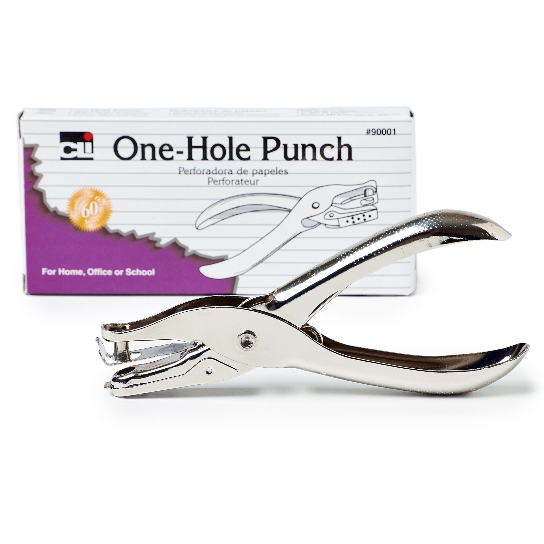 CLI 1-Hole Punch, 3 Sheet Capacity, Silver (CHL90001-12)