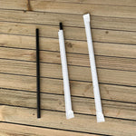 Wrapped Jumbo Paper Straws, 7.75", Paper, Black, 320/Pack, 4 Packs/Carton