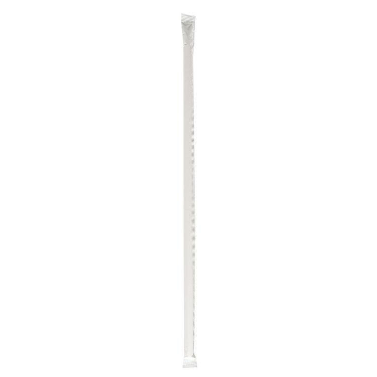 Wrapped Jumbo Straws, 10.25", Polypropylene, Red/White Striped, 500/Pack, 4 Packs/Carton